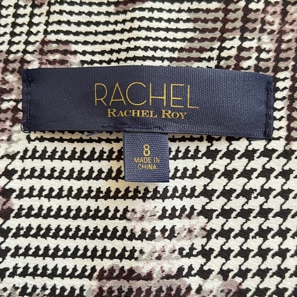 Rachel Roy Top Blouse Womens Sz 8 Career Flattering V-Neck Twisted Grey Plaid - Picture 5 of 9